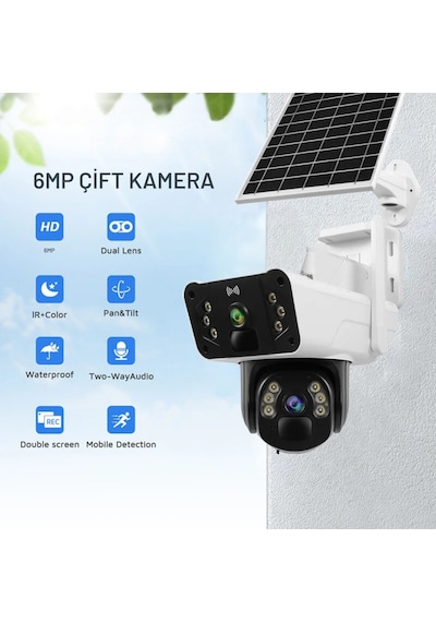4g 12000 Mah Sim Kart Girişli Solar 6mp Güneş Enerjili Kablosuz