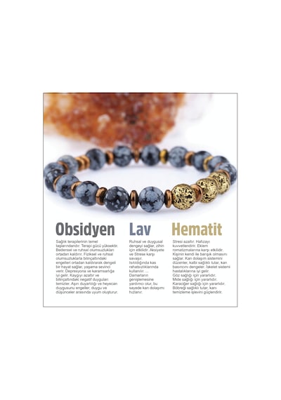 Doğal Taş Bileklik - Obsidyen,Lav,Hematit Çok Renkli Doğal Taş Bileklik - Obsidyen,Lav,Hematit Çok Renkli