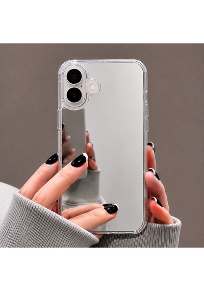 Ennar İphone 16 Uyumlu Aynalı Kılıf Mirror Glass Gün Boyu Makyaj Kontrolü Şeffaf