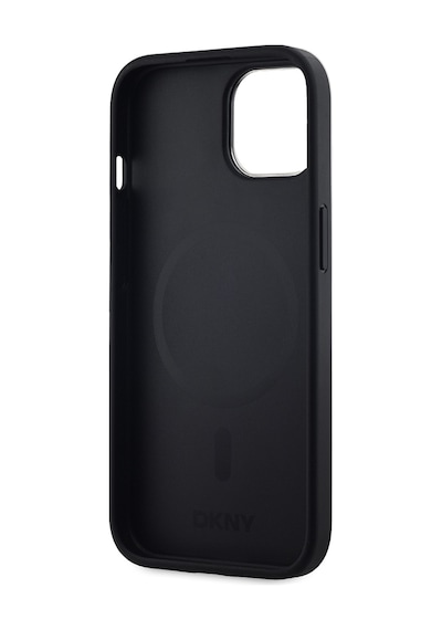 Apple Uyumlu iPhone 15 Kılıf Dkny Lisanslı M-safe Şarj Özellikli 3d Yazılı Grid Pattern Kapak Gri