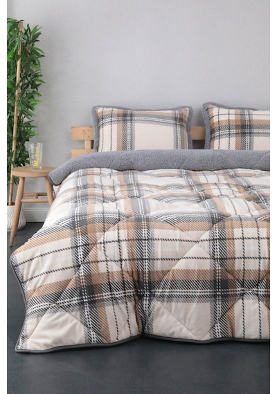 Merinos Comforter Çift Kişilik Yorgan Seti - Kahverengi