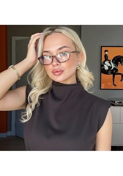 Maux Mavi Işık Korumalı Ekran Gözlüğü Cam Değiştirilebilir Unisex Şık Modern Çerçeveli Gözlük Leopar