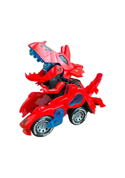 Trex Dinazor Figür Araba Sesli Işıklı Pilli Müzikli Transformers Robot Dinozor 20cm - Kırmızı Kırmızı