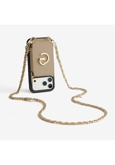 Kombinlenebilir - Uzun Zincir Crossbody Telefon Omuz Askısı - By Bera Lina Bej
