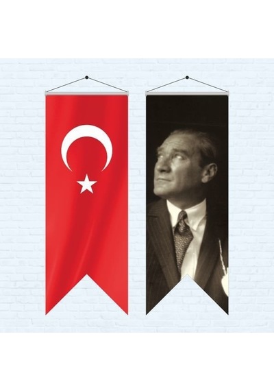 Atatürk Posteri Ve Türk Bayrağı Kırlangıç 70x200 Cm-6 Tek Ebat