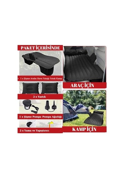 Içi 12v Şişme Yatak Pompa Yastık Seti Çok Renkli