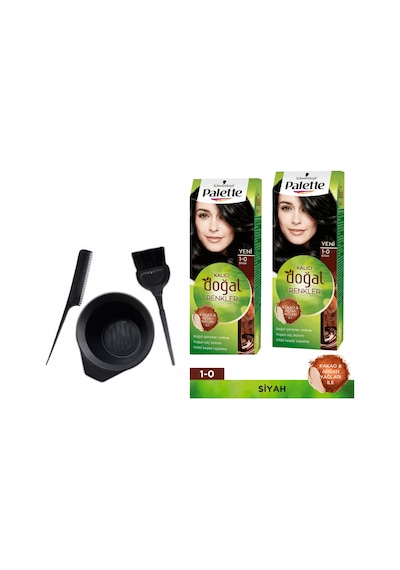 Palette Natural Saç Boya 1 - 0 Siyah 2 Adet+Boyama Seti