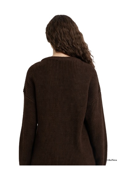 Trikonova Oversize Triko Kazak Kahverengi