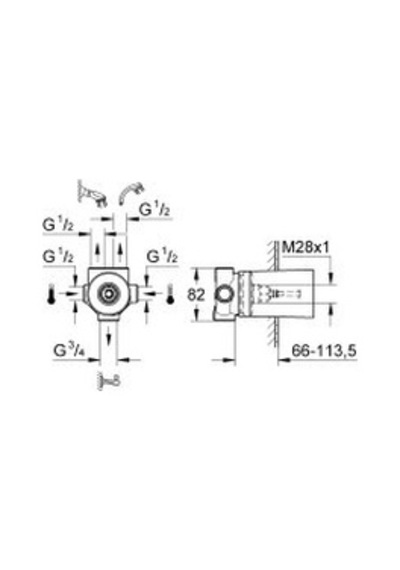 Grohe 5 Yollu Yön Değiştirici İç Gövdesi - 29033000 Krom Kaplama