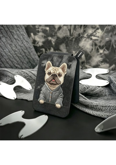 Özel Seri Köpek Figür Telefon Standı Manyetik Cüzdan Nimmy Magsafe Siyah Bulldog 3d Nakışlı Stand
