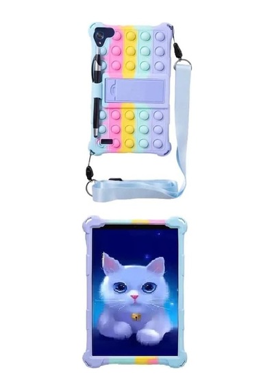 Gökkuşağı Kılıf Silikon Askılı Standlı Kalemli Oyuncak Luxury Tpu Samsung Galaxy Tab A8 2021 X200 X205 İle Uyumlu Ürün