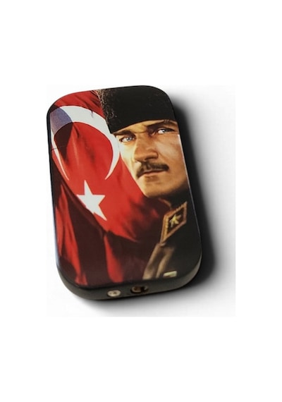 Dalgalanan Türk Bayrağı Ve Kalpaklı Atatürk Portreli Lüks Hediyelik Metal Çakmak Çok Renk