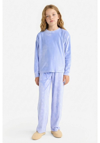 Defacto Pijama Takımı Polar Uzun Kollu Üst Uzun Alt Kız Çocuk D1068a825wnbe250 Mavi-be250