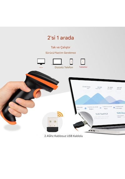 Tera 1d 2d Qr Kablosuz Barkod Okuyucu Darbeye Dayanıklı D5100