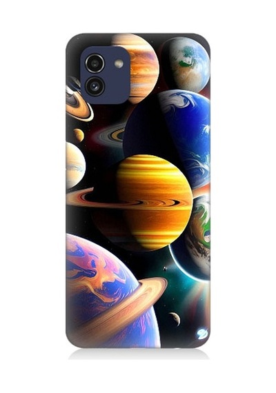 Samsung Galaxy A03 Uyumlu Uzaydaki Gezegenler Desenli Silikon Kılıf