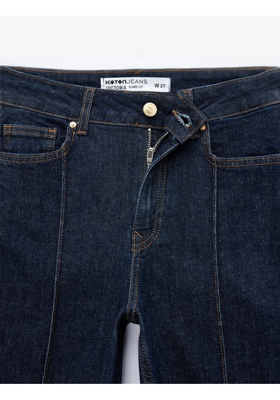 Koton Nervürlü Dar Kesim İspanyol Paça Denim Pantolon - Flare Jeans Koyu İndigo 7wal40058md Indigo Koton Nervürlü Dar Kesim İspanyol Paça Denim Pantolon - Flare Jeans Koyu İndigo 7wal40058md Indigo