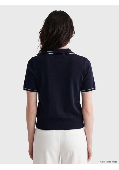 Lcw Comfort Lacivert Polo Yaka Kadın Triko Kazak