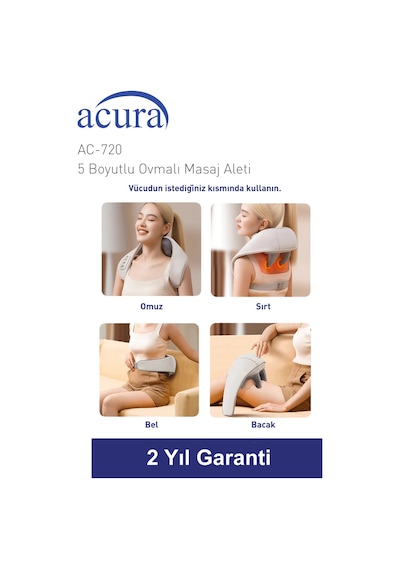 Acura Ac-720 5 Boyutlu, Isıtmalı Ovmalı Masaj Aleti Bej