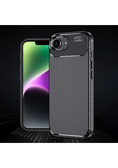 Apple Uyumlu iPhone 16e Kılıf Focus Carbon Silikon Kapak Lacivert