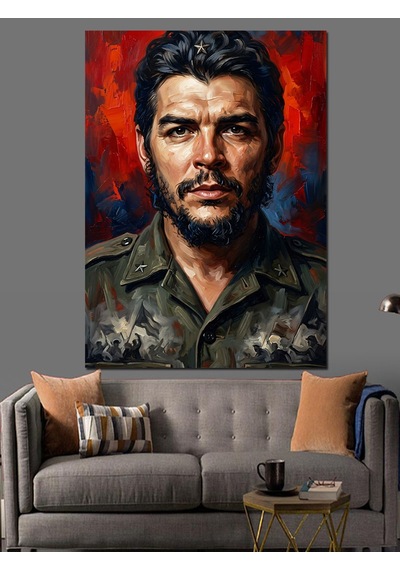 Che Guevara Karizmatik Portre Çalışması Dekoratif Kanvas - Mdf Ahşap Tablo