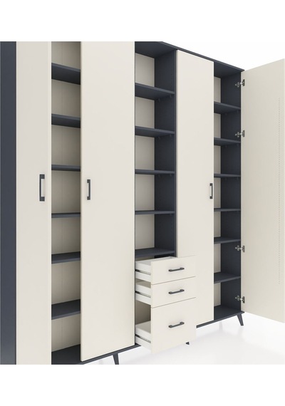 Arges Dolap 17 Raflı 3 Çekmeceli 4 Kapaklı 220x30x243 Antrasit-aytaşı/aytaşı Aytası/aytası Arges Dolap 17 Raflı 3 Çekmeceli 4 Kapaklı 220x30x243 Antrasit-aytaşı/aytaşı Aytası/aytası