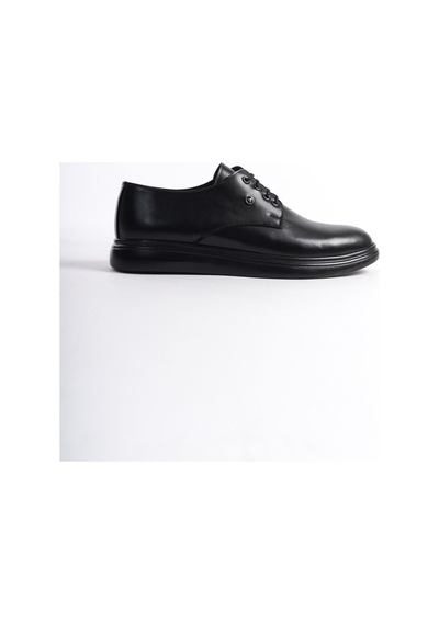 Mubiano Mbrgn86-s Siyah Erkek Cilt Bağcıklı Loafer Siyah