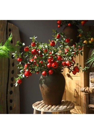 Yapay Nar Dalı 75cm Yapay Çiçek Nar Ağacı Dalı Kırmızı