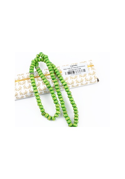 Ağaç Yeşil Habbe 99luk Tekerlek Kesim 6.5x5mm Namaz Tesbihi Yeşil