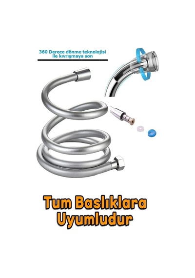 Gümüş Gri Paslanmaz Kopmaz Kaliteli Pvc Duş Hortumu Tüm Duş Setleri Ile Uyumlu 1,5 Metre Gri Pvc-pol Diğer