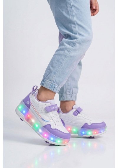 Beyaz-mor Cırtlı Ortopedik Işıklı Kız Çocuk Patenli Spor Ayakkabı Glow F Beyaz - Mor Beyaz-mor Cırtlı Ortopedik Işıklı Kız Çocuk Patenli Spor Ayakkabı Glow F Beyaz - Mor