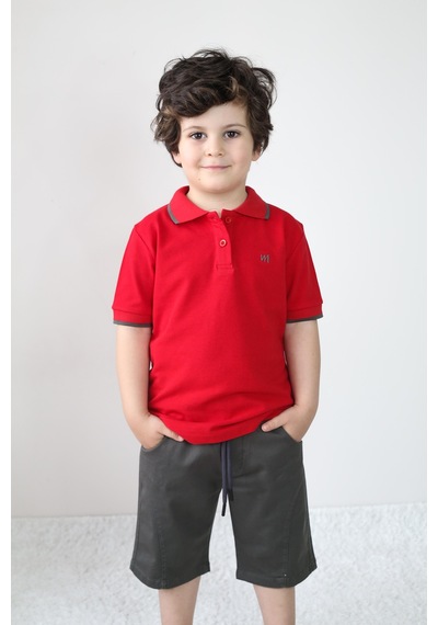 Pike Tişört/gab Şortlu Takım 2-9 Yaş Krem - Füme Pike Tişört/gab Şortlu Takım 2-9 Yaş Krem - Füme