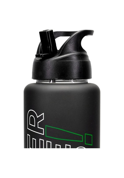 Büyük Su Matarası Tritan Pipetli Su Şişesi Never Give Spor Matarası Suluğu Bpasız 1000 Ml Siyah 0112