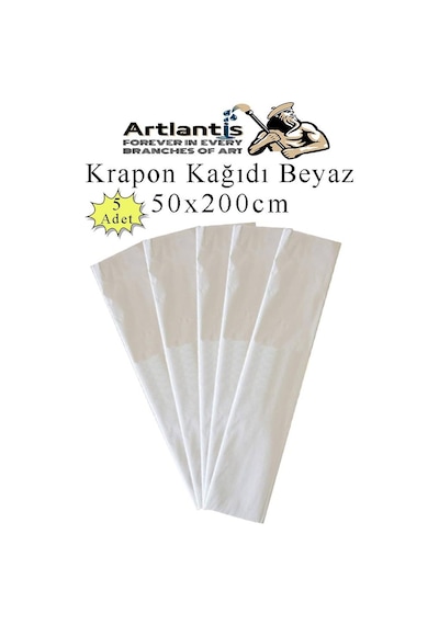 Krapon Kağıdı 50x200 Cm 5 Adet Renkli Grapon Kağıdı Okul Sınıf Etkinlik Kreş Okul Öncesi Kırapon Grafon Beyaz