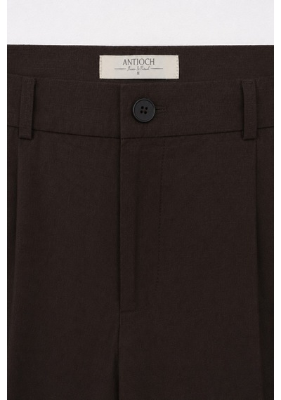 Antioch Keten Karışımlı Erkek Baggy Pantolon Siyah