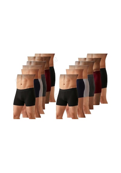 Yıldız Çamaşır 37,38,40,41,42 Erkek Modal Likralı Siyah, Lacivert, Gri, Füme, Bordo Boxer 12 Adet Çok Renkli