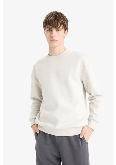 Defacto Boxy Fit İçi Yumuşak Tüylü Taş Erkek Sweatshirt X8282az/bg672