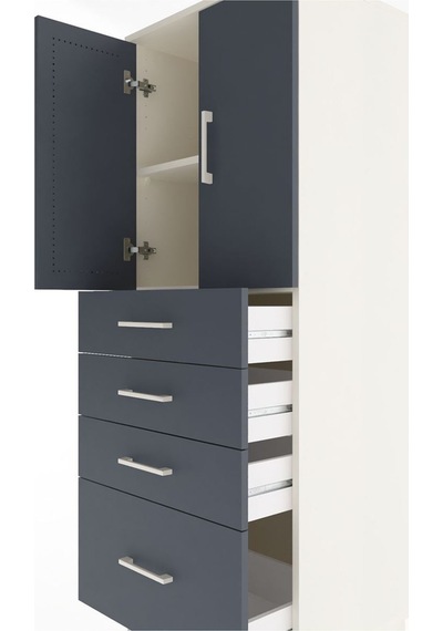 Hyperion Dolap 2 Raflı 4 Çekmeceli 2 Kapaklı 60x44x163 Aytaşı-antrasit Aytası