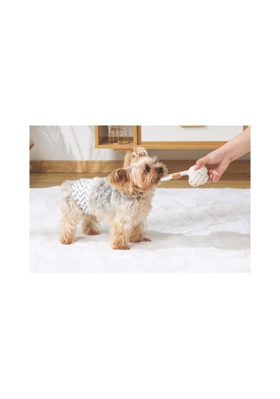 M-pets Coto Whıte Loop Ball 6,5cm Çekmeli Örgü Top Oyuncak