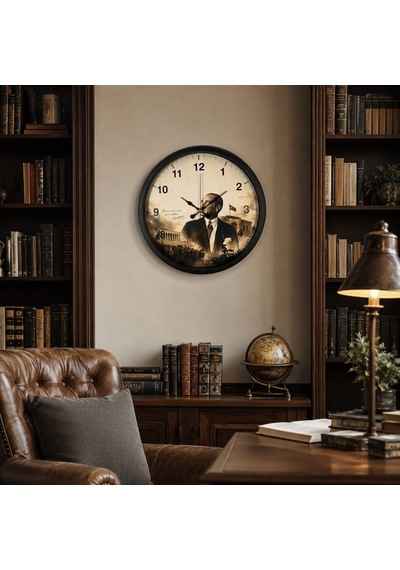 Cumhuriyet Mirası Siyah 40 X 40 Cm Metal Duvar Saati
