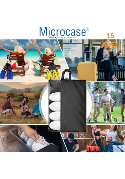Microcase Çok Amaçlı Şeffaf Pencereli Ayakkabı Düzenleyici Seyahat Çantası Hurç 50x40 Cm 5 Adet Al5502 Siyah