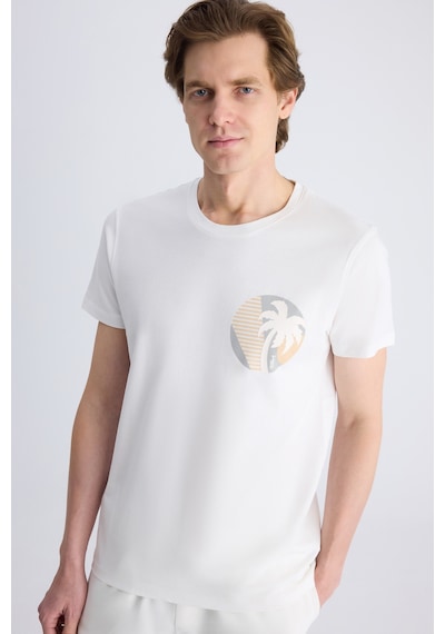 Twn Slim Fit Ekru Petek Örgü %100 Pamuklu T-shirt 4ec1438311202 E01