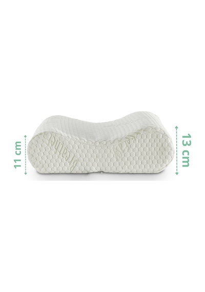 Rudu Breathe Easy Kılıflı Medikal,boyun Destekli Çift Taraflı Ortopedik Visco Yastık 51x41x13-11cm 1350gr Beyaz - Yeşil