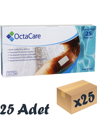 Medikaltec Şeffaf Pedli Su Geçirmez Yara Örtüsü 9cm X 20cm 25 Adet Tekli Steril Paket