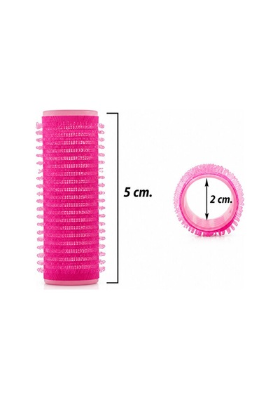 Profesyonel Cırtlı Bigudi 20 Mm 2 Cm 12'li Set - Yapışkanlı Saç Bigudisi Pembe Mini Boy