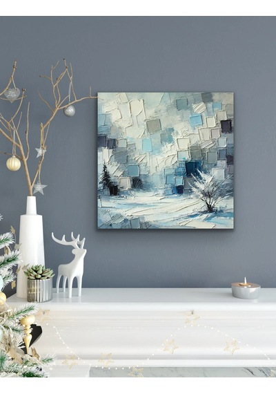 Kış Mevsimi Kanvas Tablo 60x60cm Çok Renkli