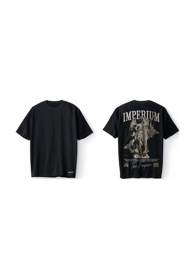 Bumeta Imperium Graphic Streetwear Oversize Unisex Tişört T-shirt Siyah