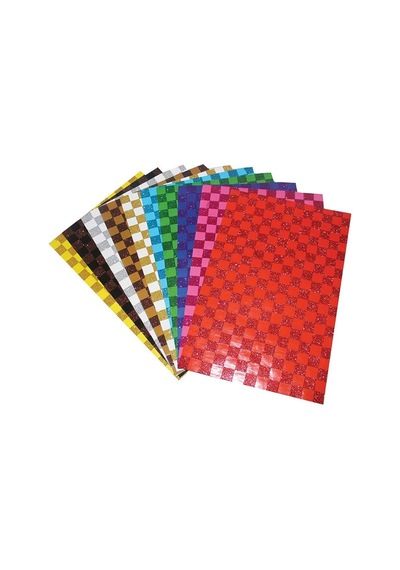 Lino Desenli Kağıt Simli Kare 10 Renk 20x30 Cm 2802j-3 Çok Renkli
