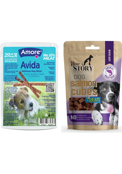 Avida 12li Balık Etli Tahılsız Sticks, Salmon-cubes Köpek Ödülü