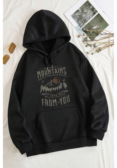From You Baskılı Oversize Sweatshirt Siyah