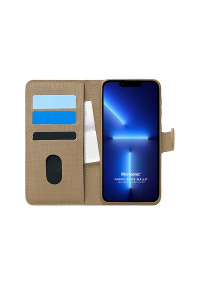 Microsonic Apple Uyumlu iPhone  13 Pro Kılıf Fabric Book Wallet
